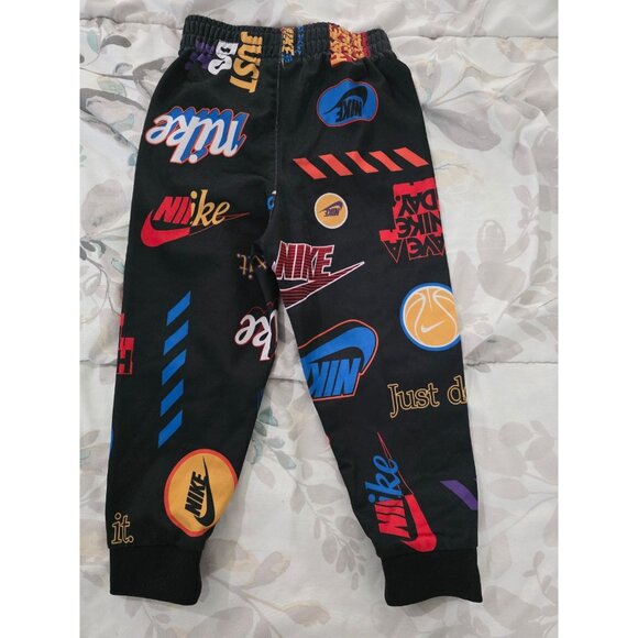 Nike Boys Track Jogger Pants Size 24 Months Black Multicolor Logo - Picture 2 of 4